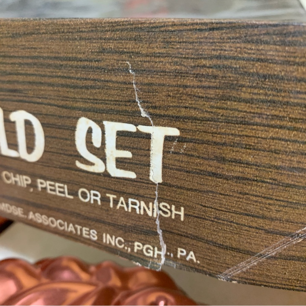 Vintage Molds 6 Piece Coppertone Dessert  original box, Aluminum, Baking, Salad - Picture 9 of 10